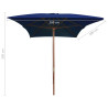 Parasol ogrodowy na drewnianym słupku, niebieski, 200x300 cm