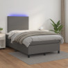Łóżko kontynentalne z materacem i LED, szare, 120x190 cm
