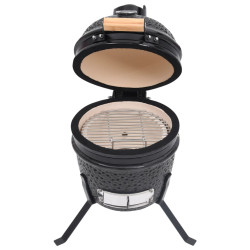 Ceramiczny grill kamado z wędzarnią, 2-w-1, 56 cm, czarny