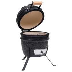 Ceramiczny grill kamado z wędzarnią, 2-w-1, 56 cm, czarny