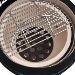 Ceramiczny grill kamado z wędzarnią, 2-w-1, 56 cm, czarny