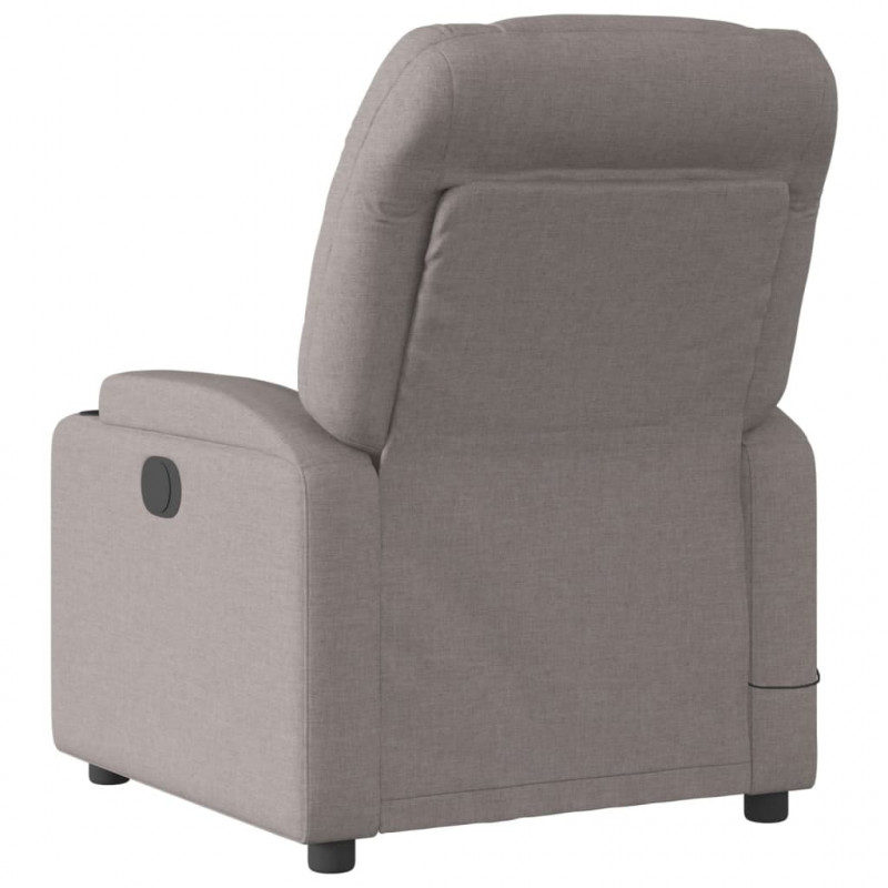 Rozkładany fotel masujący, elektryczny, kolor taupe, tkanina