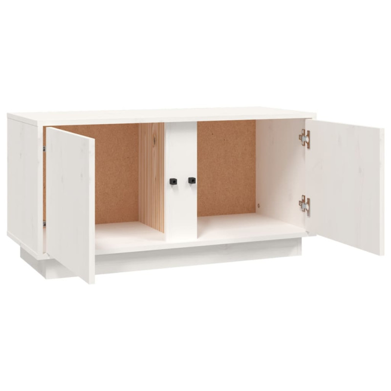 Szafka pod telewizor, biała, 80x35x40,5 cm, lite drewno sosnowe