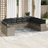 10-cz. zestaw wypoczynkowy do ogrodu, z poduszkami, szary