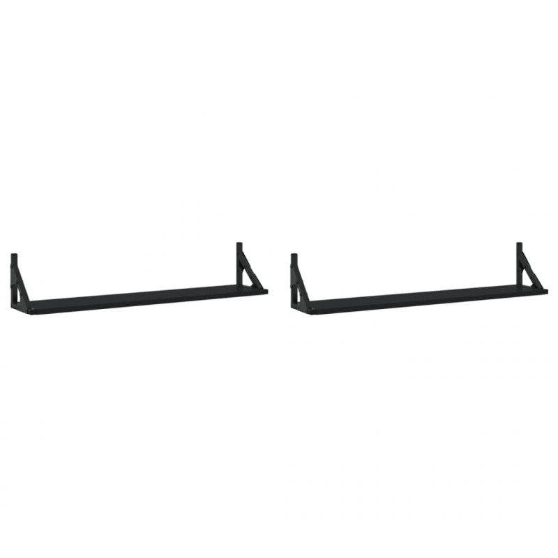 Półki ścienne, 2 szt., czarne, 80x15x15,5 cm