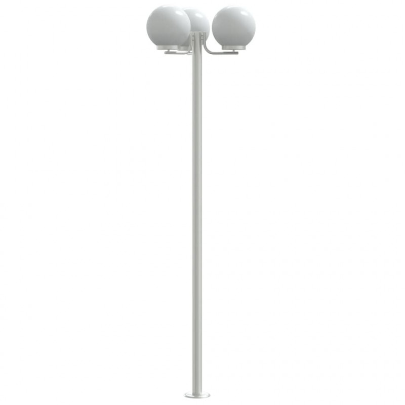 Stojące lampy ogrodowe, 3 szt, srebrne, 215 cm, stal nierdzewna