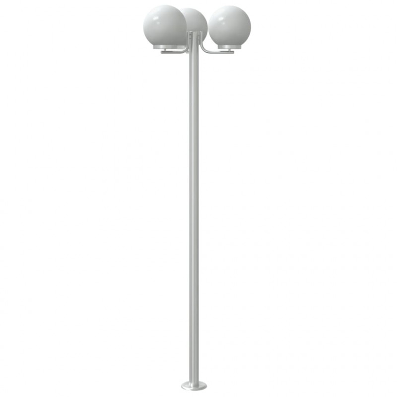 Stojące lampy ogrodowe, 3 szt, srebrne, 215 cm, stal nierdzewna