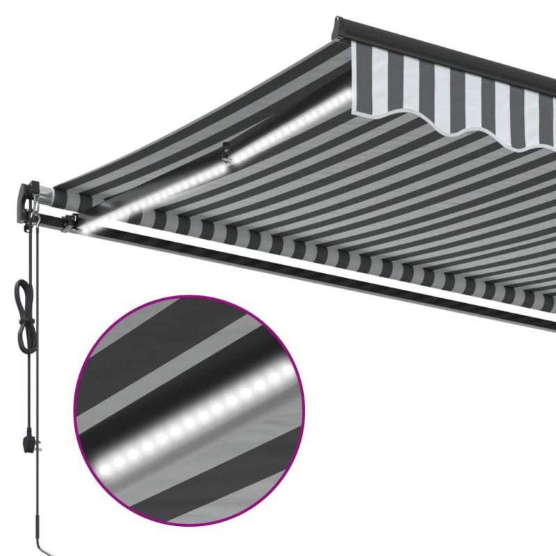 Automatyczna markiza z LED, antracytowo-biała, 400x350 cm