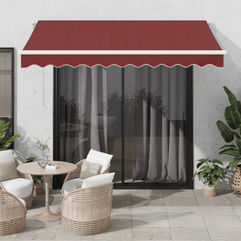 Automatycznie zwijana markiza z LED, burgundowa, 300x250 cm