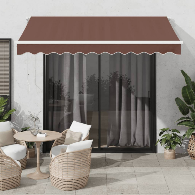 Automatycznie zwijana markiza z LED, brązowa, 300x250 cm