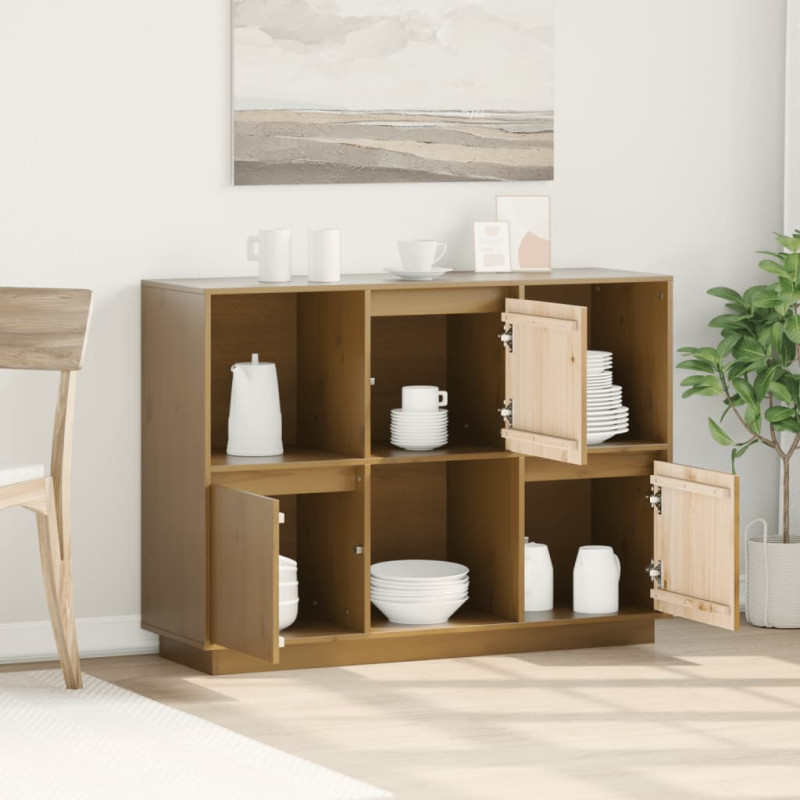 Szafka, miodowy brąz, 110,5x35x80 cm, lite drewno sosnowe