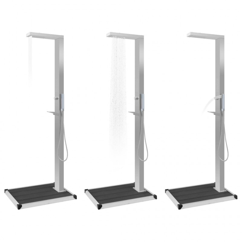 Prysznic ogrodowy z podstawą, WPC, stal nierdzewna