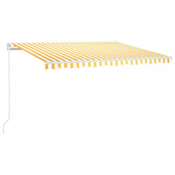 Ręcznie zwijana markiza z LED, 400 x 300 cm, żółto-biała