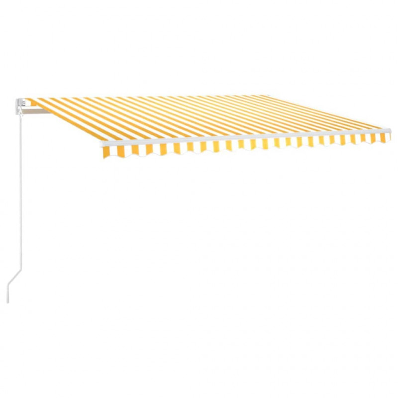 Ręcznie zwijana markiza z LED, 400 x 300 cm, żółto-biała