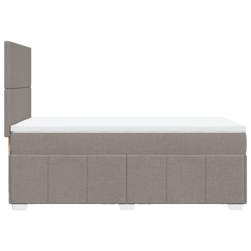 Łóżko kontynentalne z materacem, taupe, tkanina, 80x200 cm