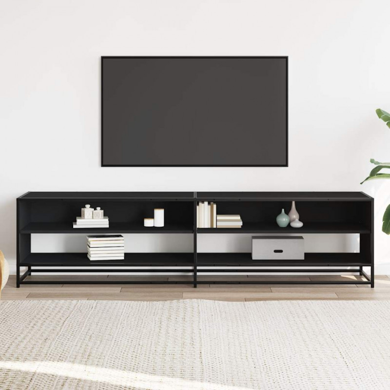 Szafka pod TV, czarna, 180,5x40x46 cm, materiał drewnopochodny