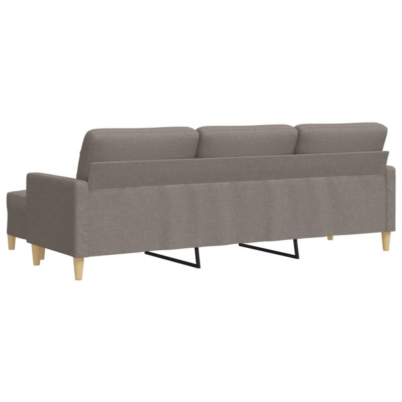 3-osobowa sofa z podnóżkiem, kolor taupe, 210 cm, tkaniną