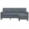 3-osobowa sofa z podnóżkiem, ciemnoszary, 180 cm, aksamit