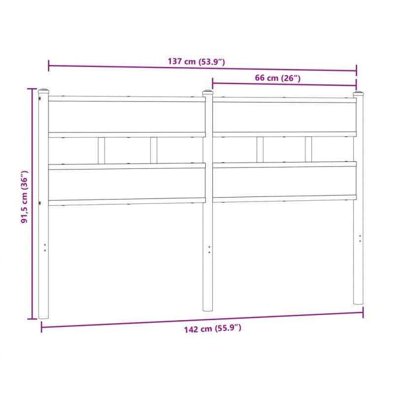 Wezgłowie do łóżka, dąb sonoma, 135 cm