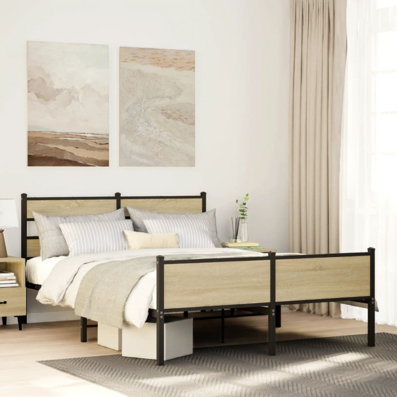 Łóżko bez materaca, dąb sonoma, 140x200 cm
