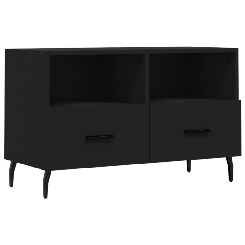Szafka pod TV, czarna, 80x36x50 cm, materiał drewnopochodny