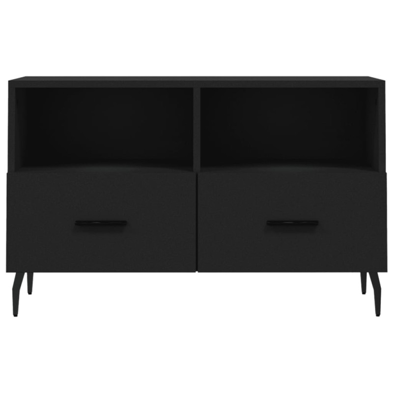 Szafka pod TV, czarna, 80x36x50 cm, materiał drewnopochodny