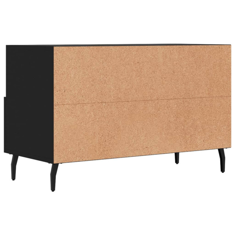 Szafka pod TV, czarna, 80x36x50 cm, materiał drewnopochodny