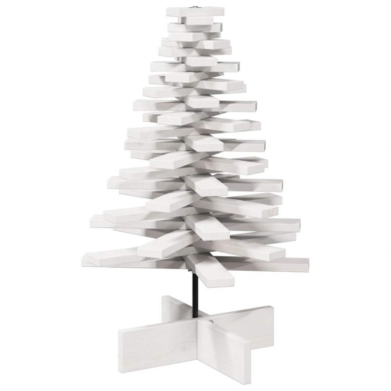 Drewniana choinka do udekorowania, biała, 80 cm, sosnowa