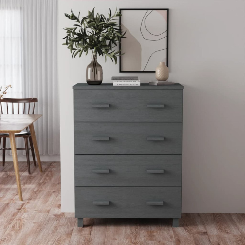 Komoda HAMAR, ciemnoszara, 79x40x103,5 cm, lite drewno sosnowe