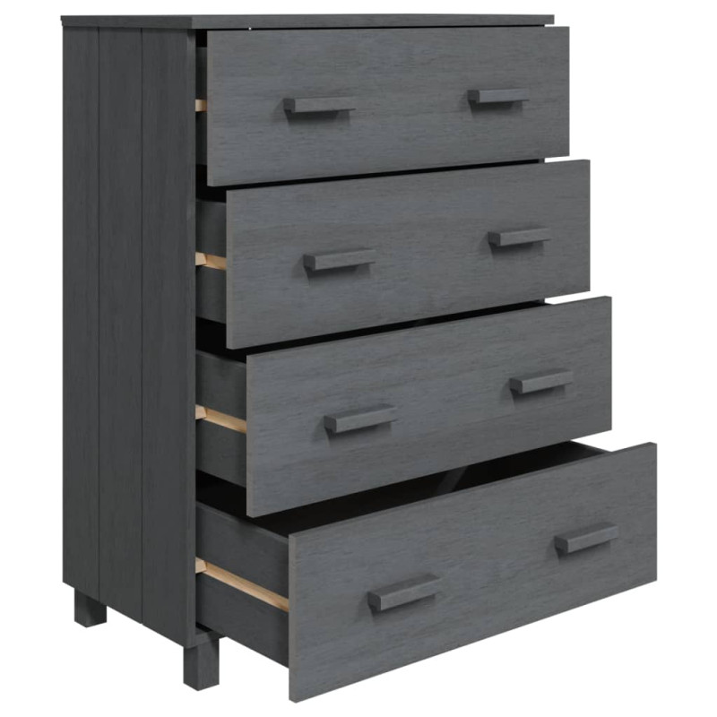 Komoda HAMAR, ciemnoszara, 79x40x103,5 cm, lite drewno sosnowe
