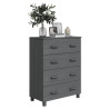 Komoda HAMAR, ciemnoszara, 79x40x103,5 cm, lite drewno sosnowe