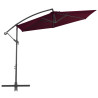 Parasol wiszący na aluminiowym słupku, bordowy, 300 cm