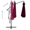 Parasol wiszący na aluminiowym słupku, bordowy, 300 cm