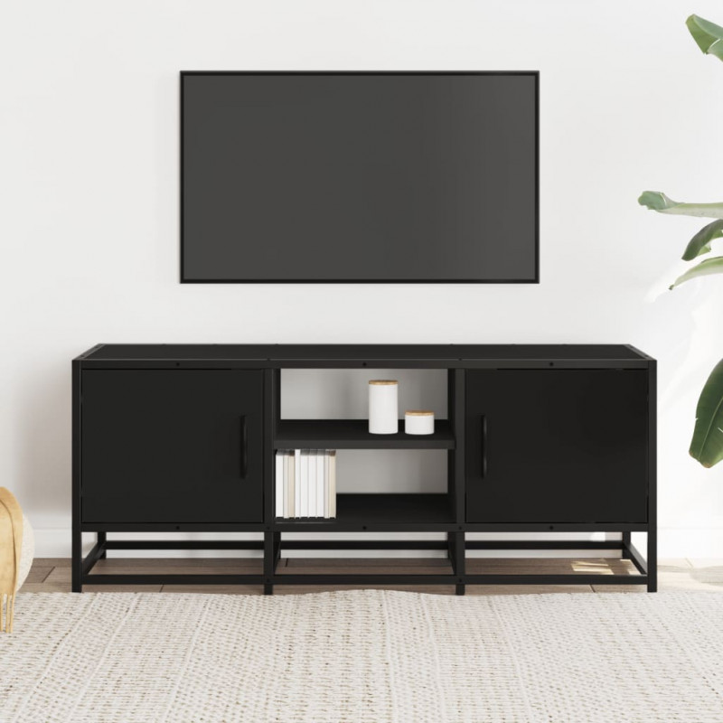 Szafka pod TV, czarna, 100x35x41 cm, materiał drewnopochodny