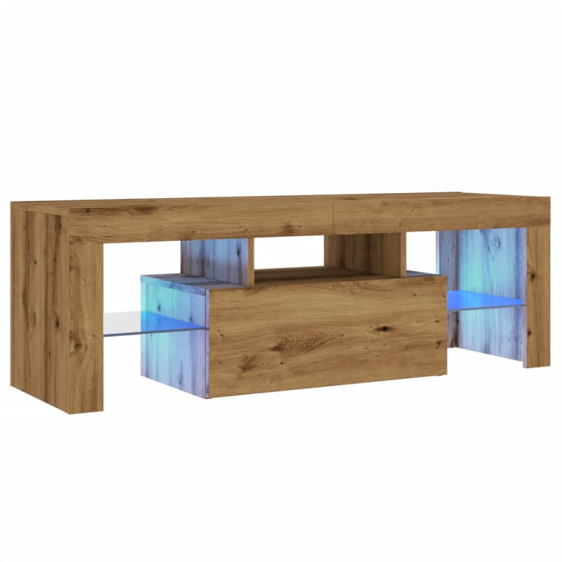Szafka pod TV z oświetleniem LED, dąb artisan, 120x36,5x40 cm