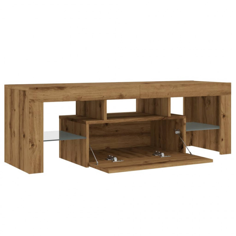 Szafka pod TV z oświetleniem LED, dąb artisan, 120x36,5x40 cm