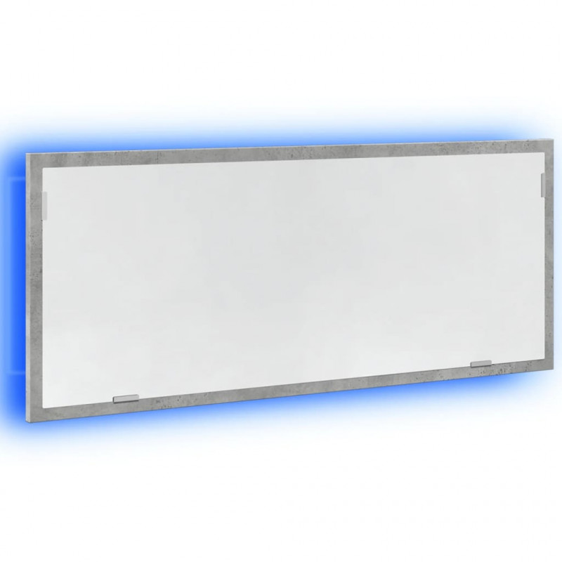 Lustro łazienkowe LED, szarość betonu, 100x8,5x37 cm