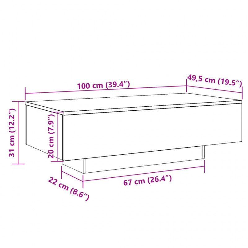 Stolik kawowy, stare drewno, 100x49,5x31 cm