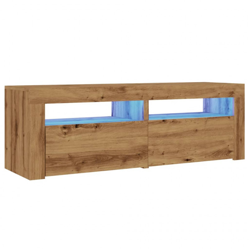 Szafka pod TV z oświetleniem LED, dąb artisan, 120x35x40 cm