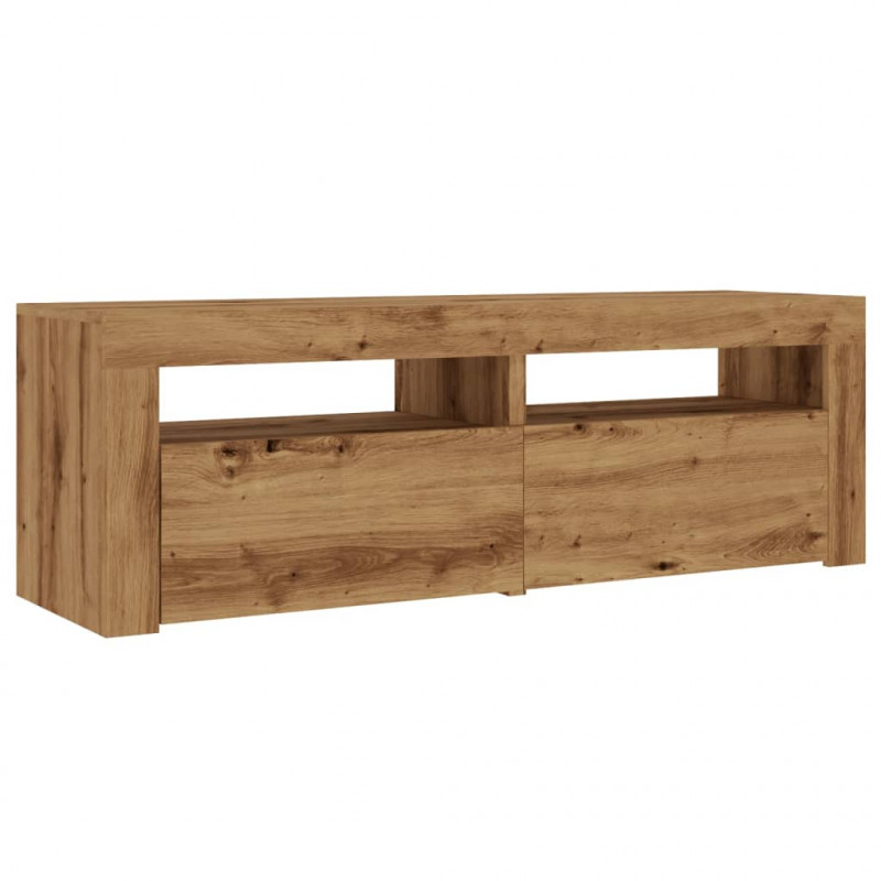 Szafka pod TV z oświetleniem LED, dąb artisan, 120x35x40 cm