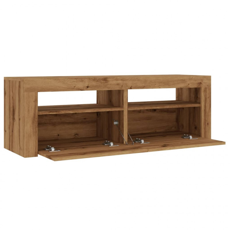 Szafka pod TV z oświetleniem LED, dąb artisan, 120x35x40 cm