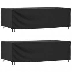 Pokrowce na meble ogrodowe, 2 szt., czarne 300x140x90 cm