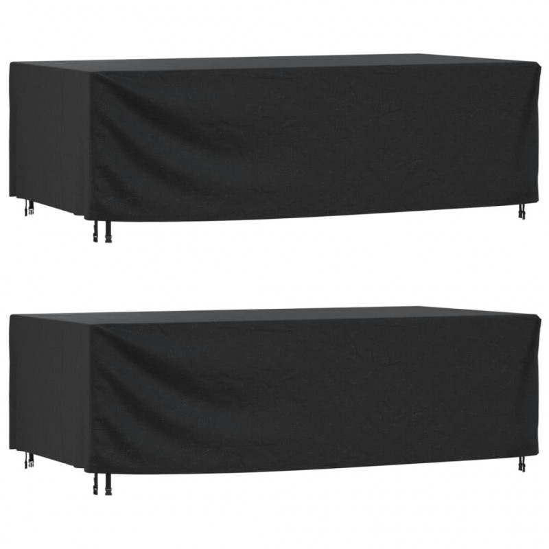 Pokrowce na meble ogrodowe, 2 szt., czarne 300x140x90 cm