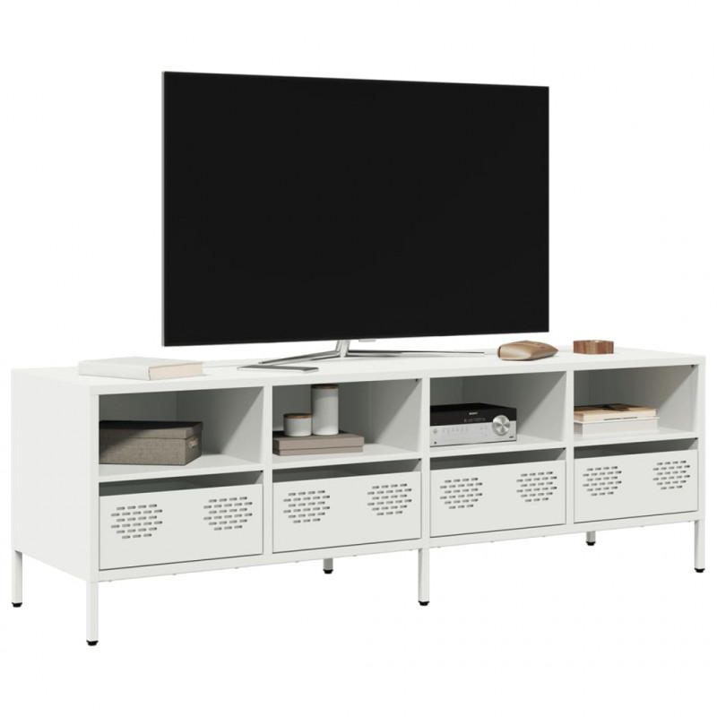 Szafka RTV, biała, 135x39x43,5 cm, stal walcowana na zimno