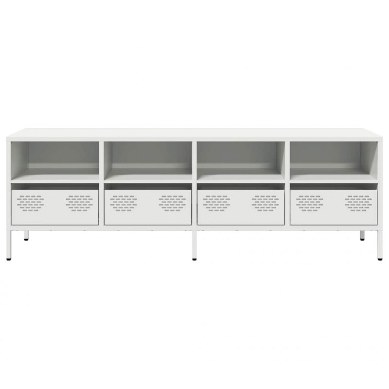 Szafka RTV, biała, 135x39x43,5 cm, stal walcowana na zimno
