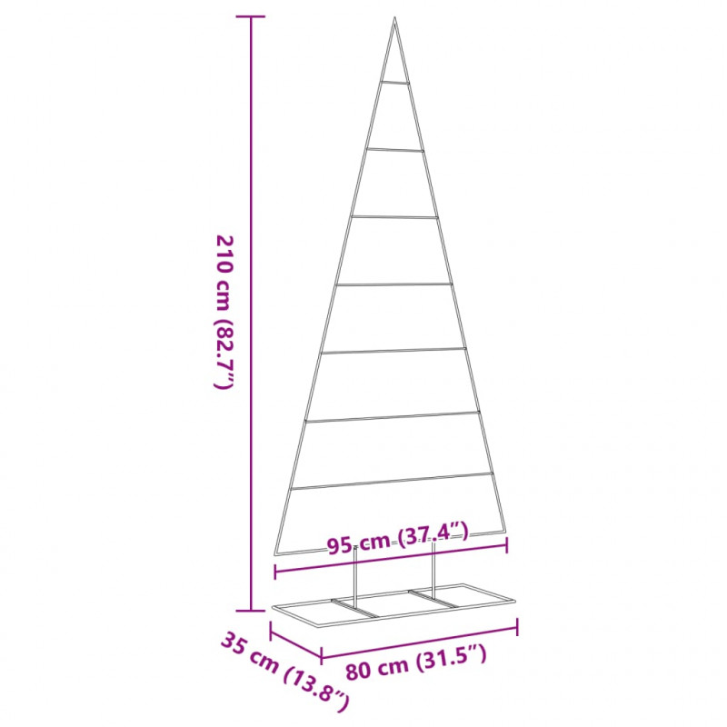 Metalowa choinka świąteczna, do dekoracji, czarna, 210 cm