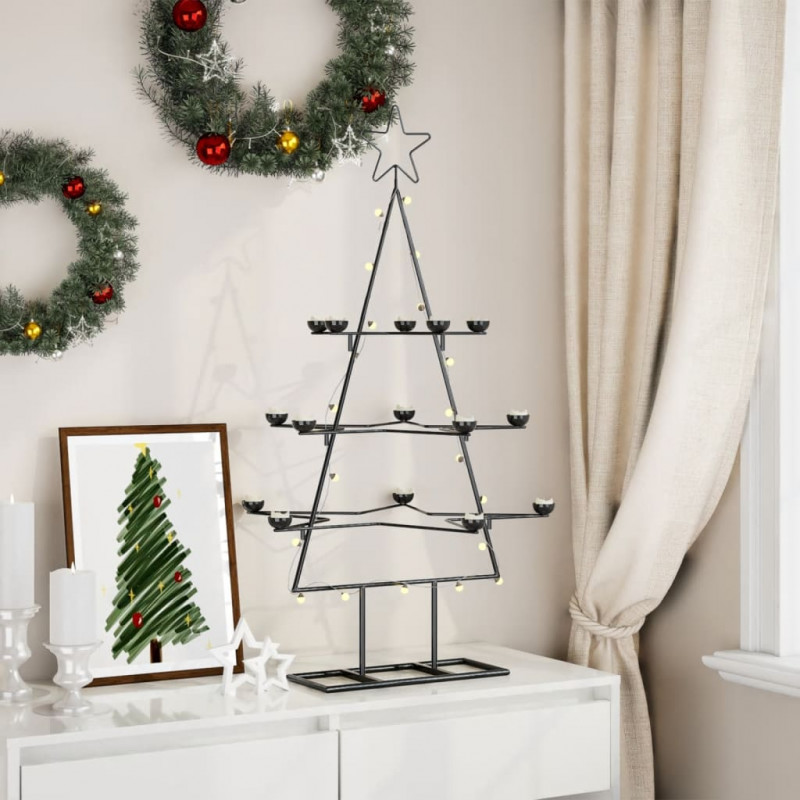Metalowa choinka świąteczna, do dekoracji, czarna, 105 cm