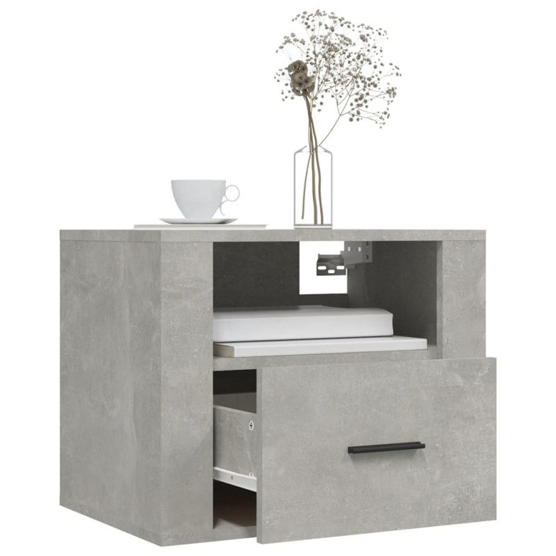Szafki nocne, wiszące, 2 szt., 50x36x40 cm, szarość betonu