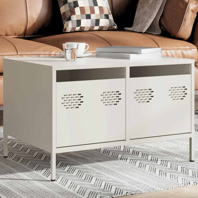 Szafka RTV, biała, 68x50x43,5 cm, stal walcowana na zimno