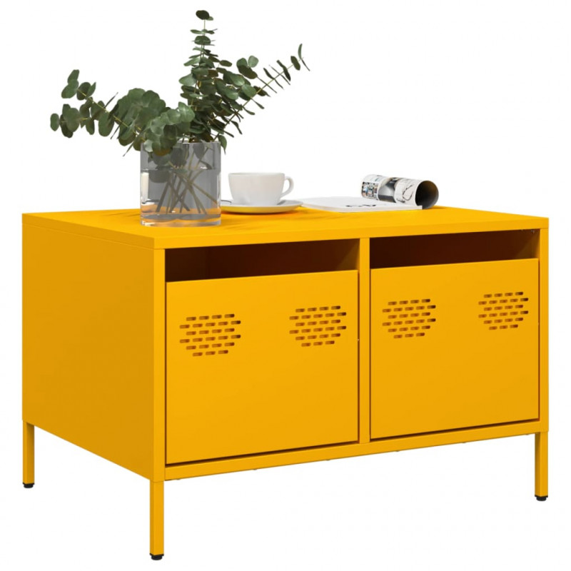 Szafka RTV, musztardowa, 68x50x43,5 cm, stal walcowana na zimno